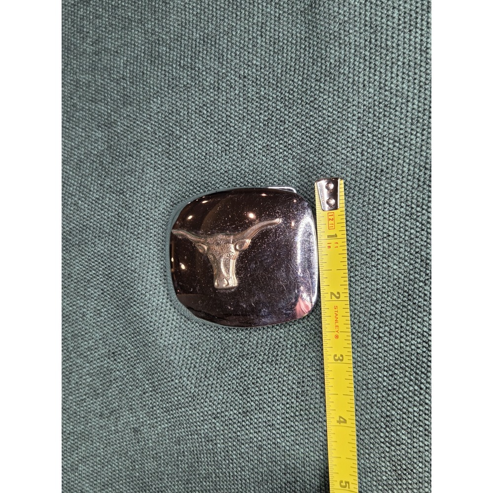 Vintage Chrome Brass Longhorn Steer Head Belt Buckle Made in USA - Picture 6 of 8